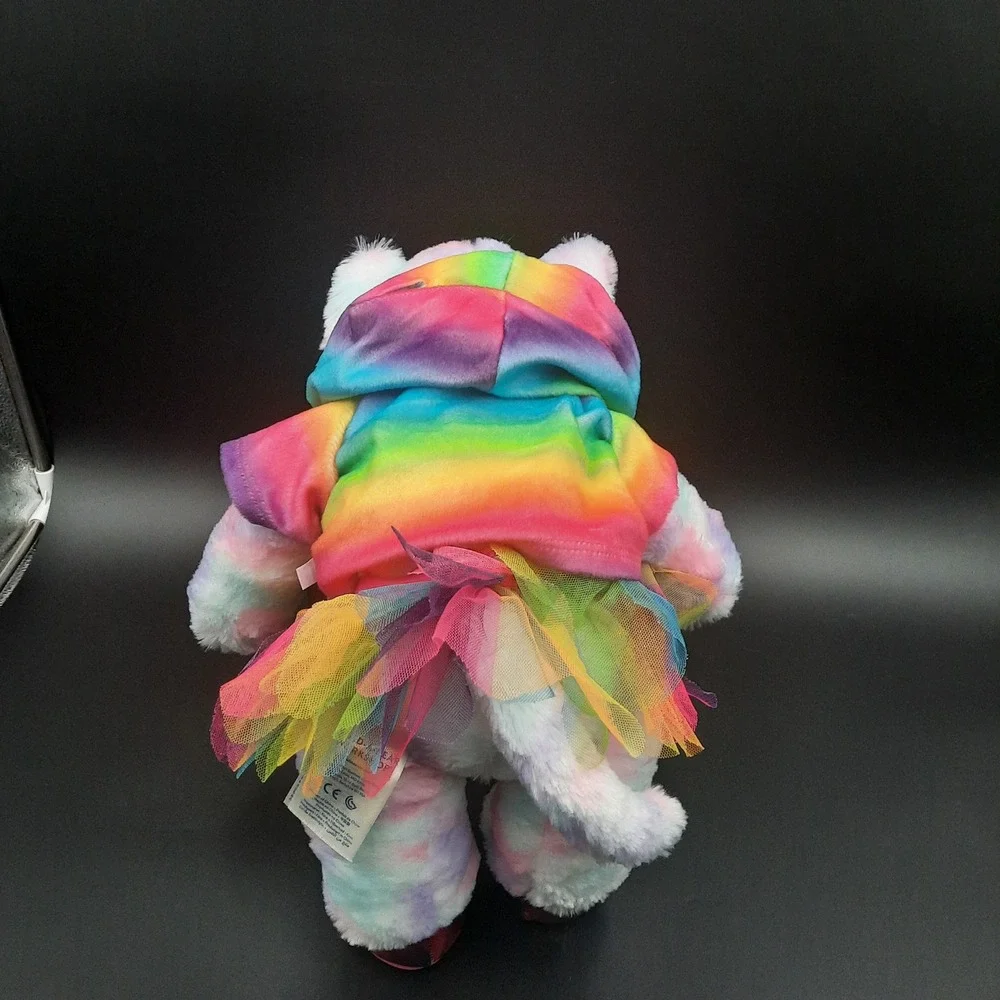 Build A Bear‎ Tie Dye Rainbow Heart Plush Stuffed Animal Cat